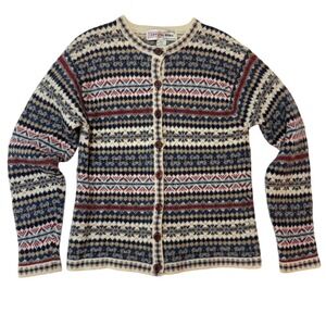 Vintage 1990s Crystal-Kobe Wool Fair Isle Cardigan Sweater